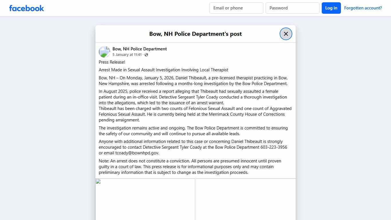 Press Release! Arrest Made... - Bow, NH Police Department | Facebook