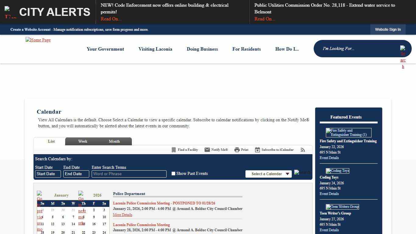 Calendar • Police Department